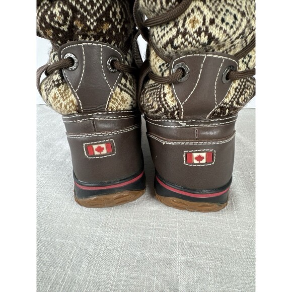 Pajar 63 Canada Weathergear Fair Isle Shearling Lined Lace Up Grip Boots 7-7.5 - Picture 7 of 16